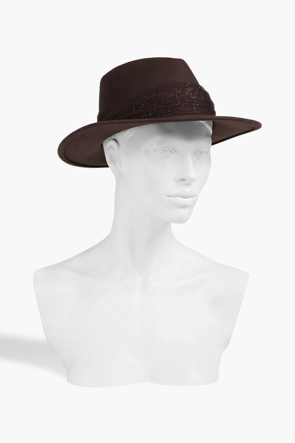 EUGENIA KIM Blaine glittered tulle-trimmed wool-felt fedora