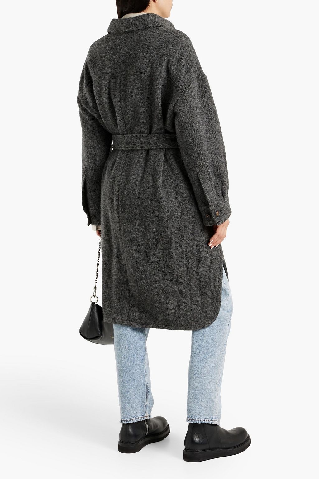 BRUNELLO CUCINELLI Herringbone brushed wool and alpaca-blend coat