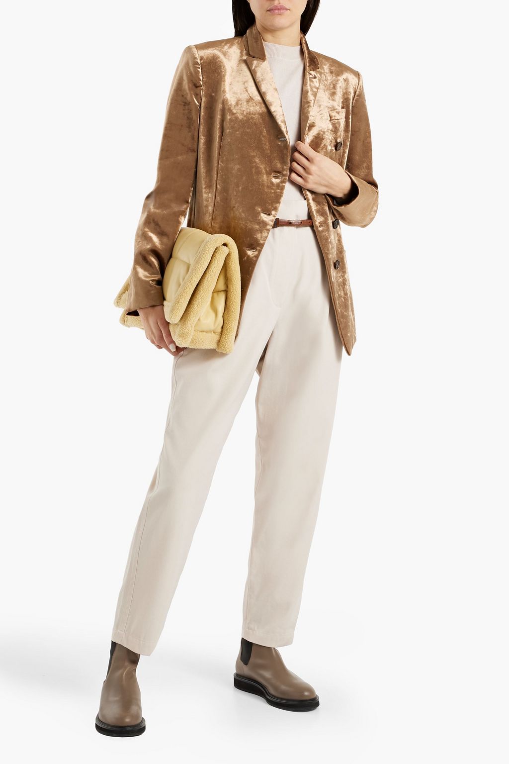 BRUNELLO CUCINELLI Pleated wool and cotton-blend twill tapered pants