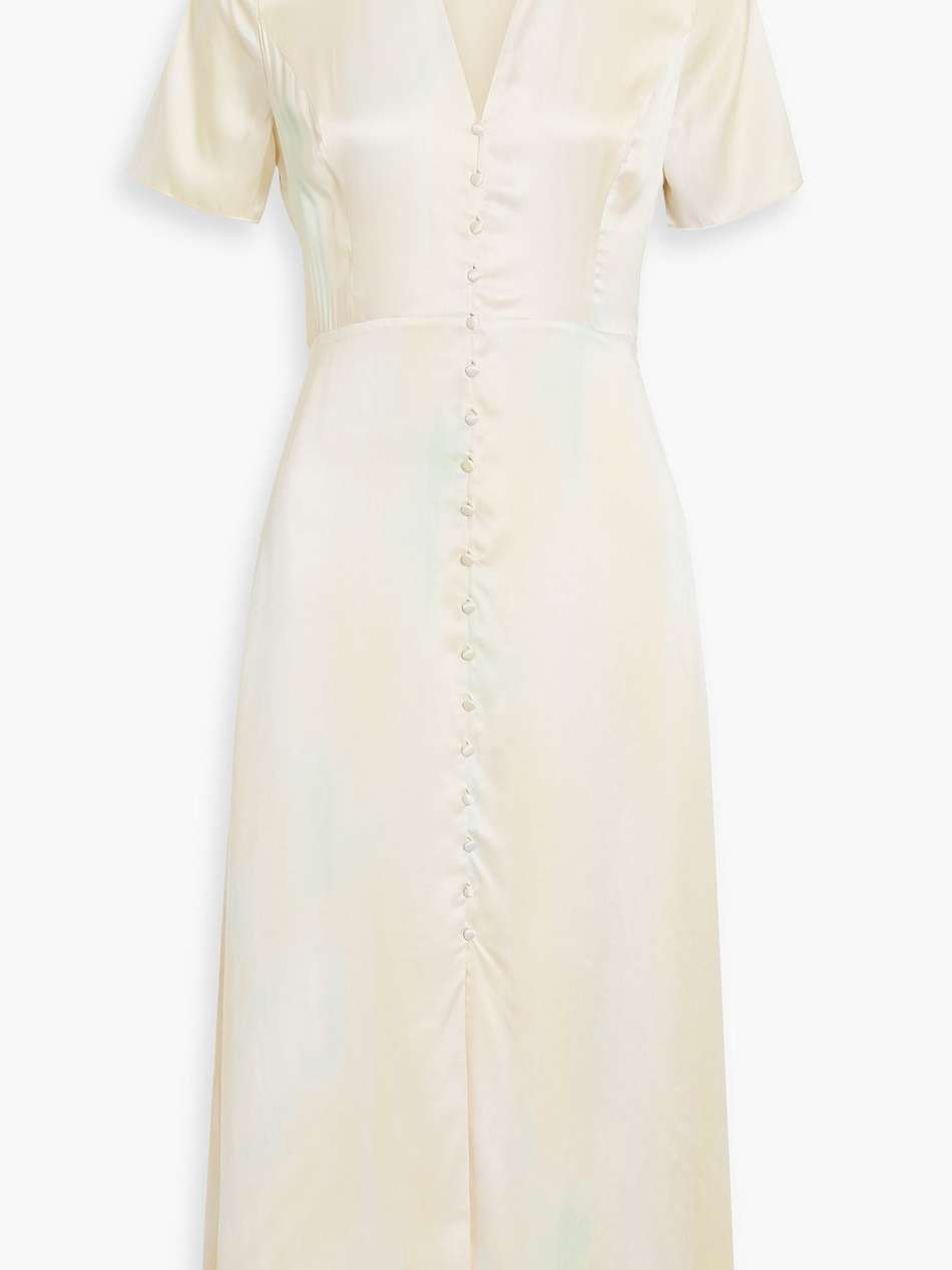 balisa tie-dyed washed-silk midi shirt dress