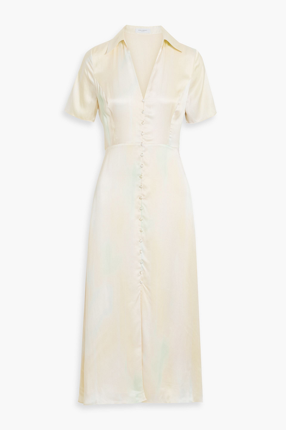 Shop Equipment Balisa Tie-dyed Washed-silk Midi Shirt Dress In Pastel Yellow