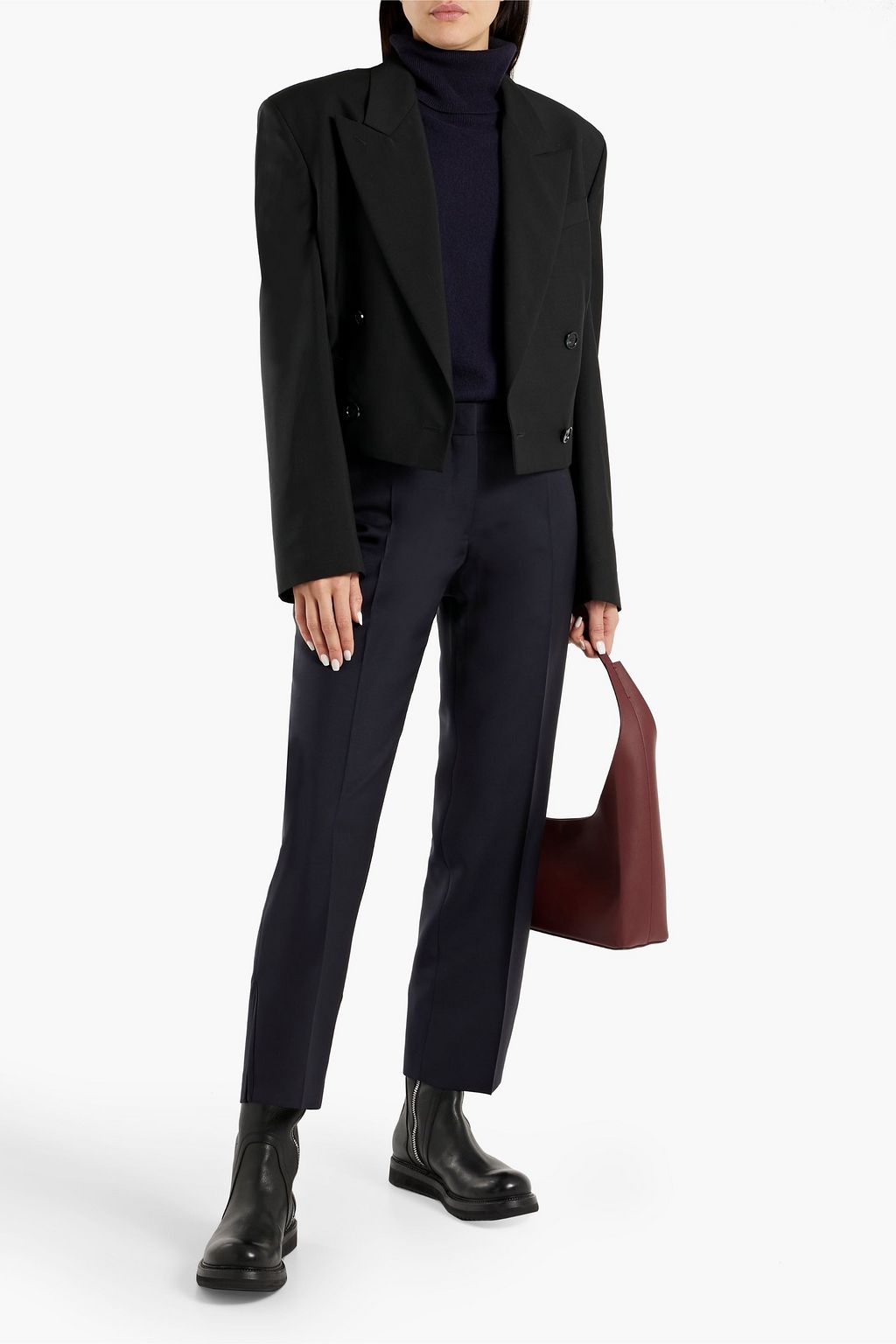JIL SANDER Wool and mohair-blend crepe straight-leg pants