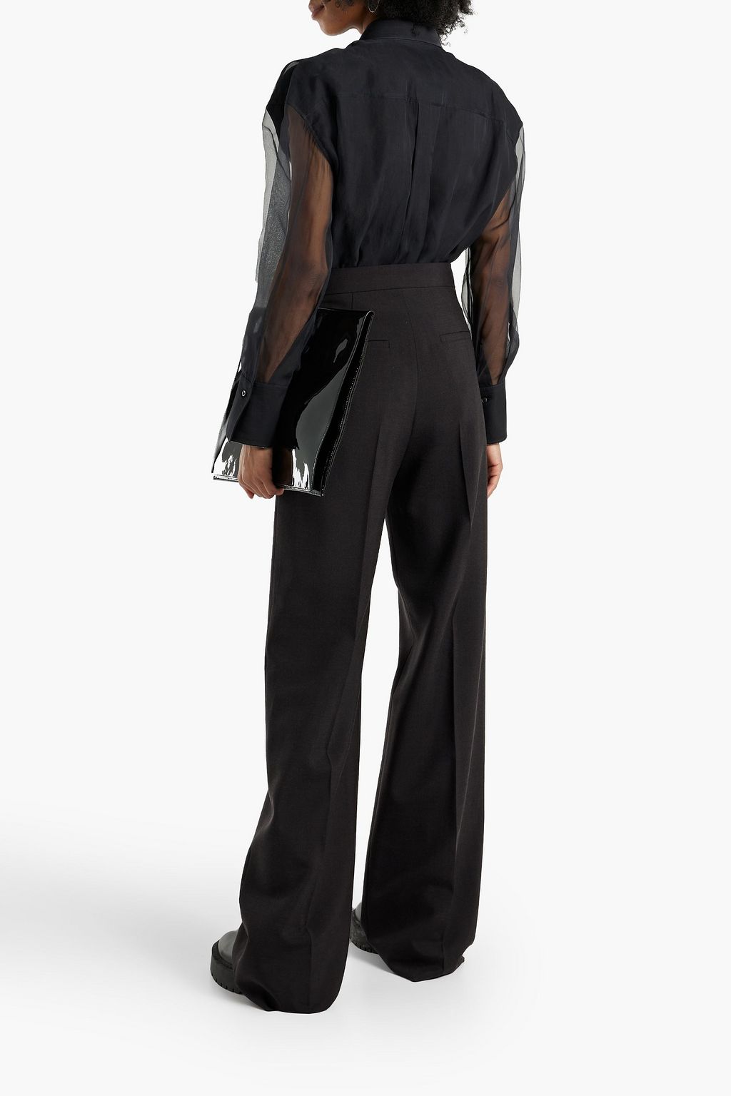 BRUNELLO CUCINELLI Bead-embellished layered silk-chiffon and crepe shirt