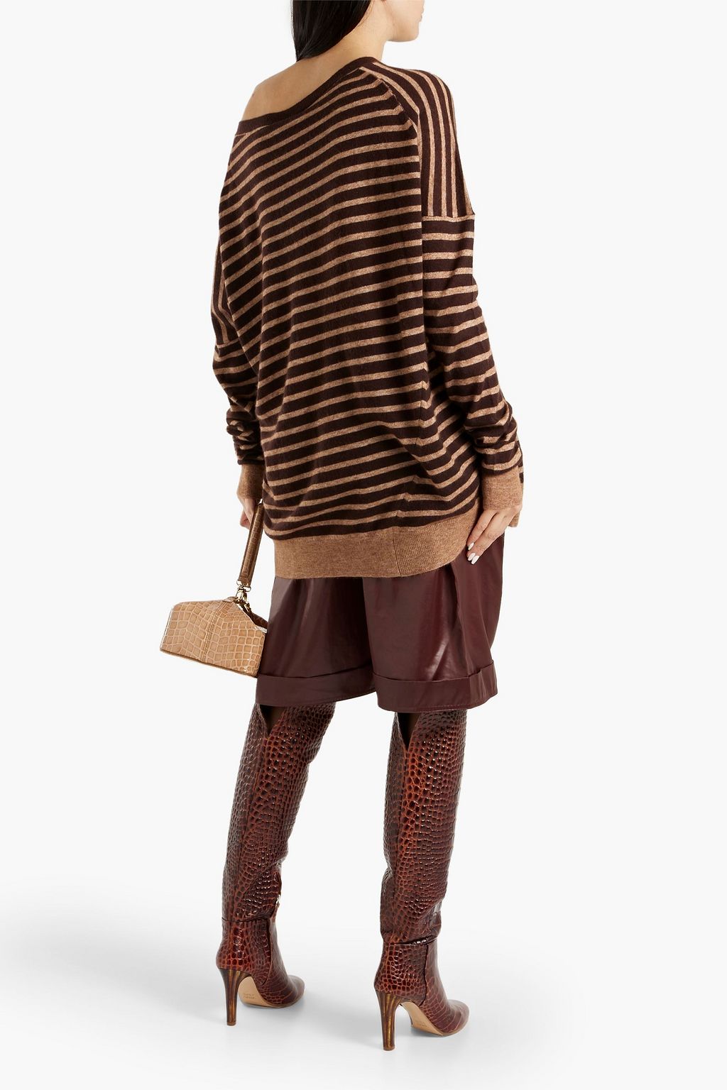 PETAR PETROV Edda one-shoulder striped wool and silk-blend sweater