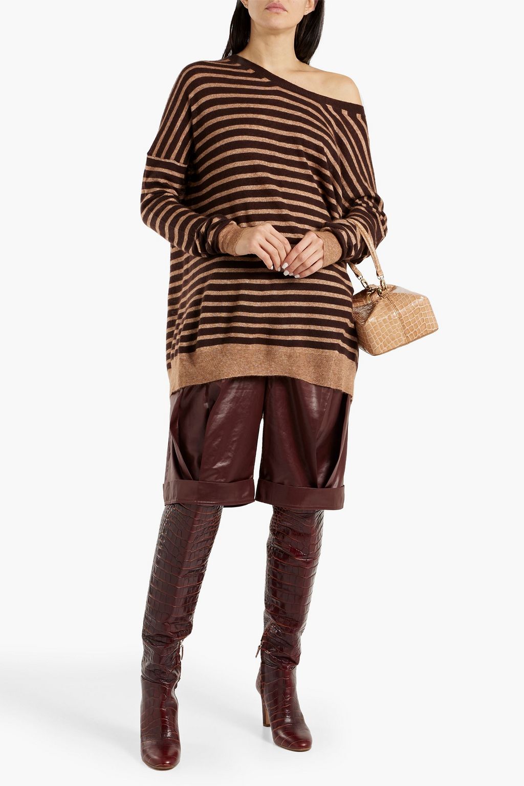 PETAR PETROV Edda one-shoulder striped wool and silk-blend sweater