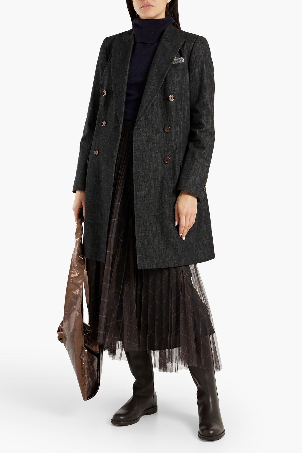 BRUNELLO CUCINELLI Double-breasted denim coat