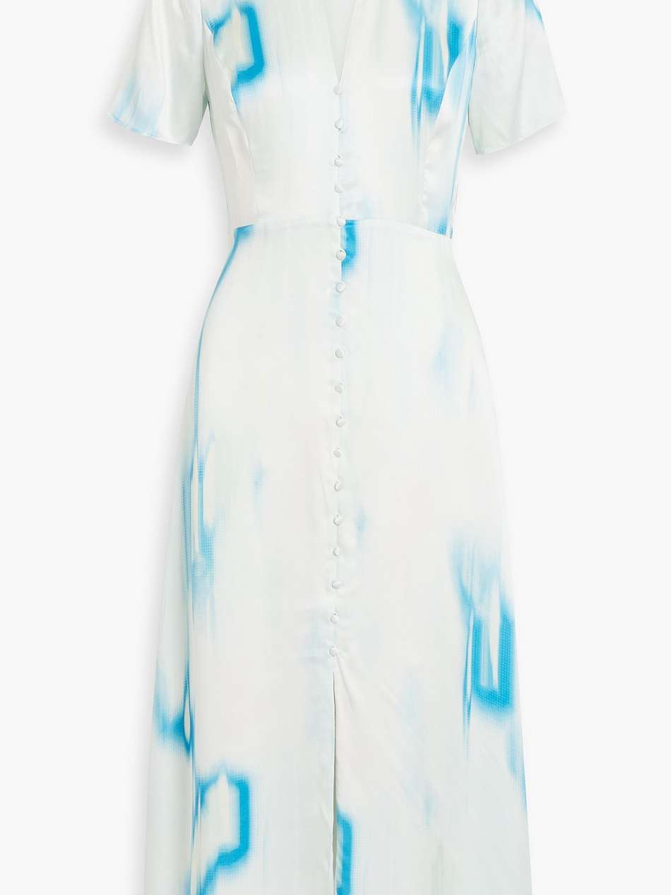 balisa tie-dyed washed-silk midi shirt dress