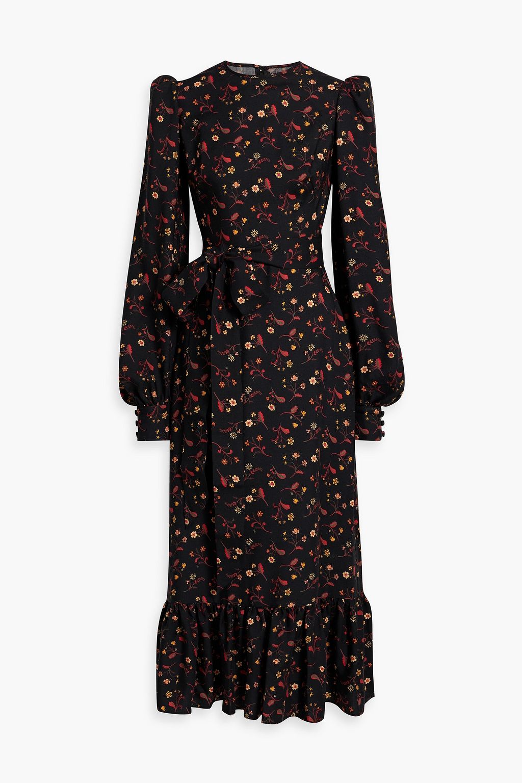 THE VAMPIRE'S WIFE Villanelle ruffled floral-print wool-twill midi ...