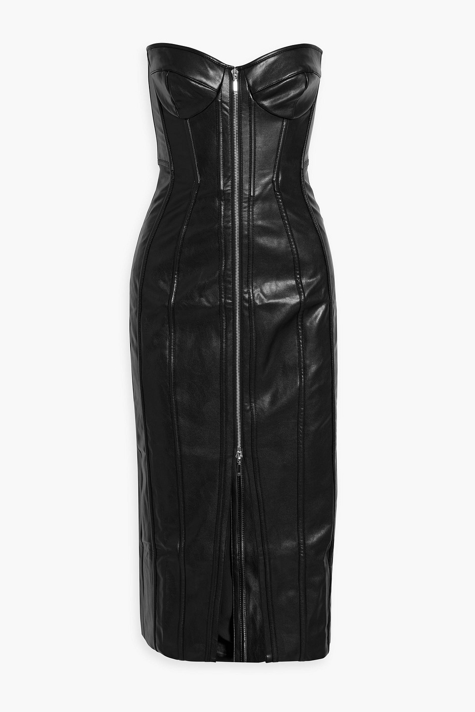 Nicholas Delphine Strapless Faux Leather Midi Dress In Black | ModeSens Nicholas Delphine Strapless Faux Leather Midi Dress In Black | ModeSens