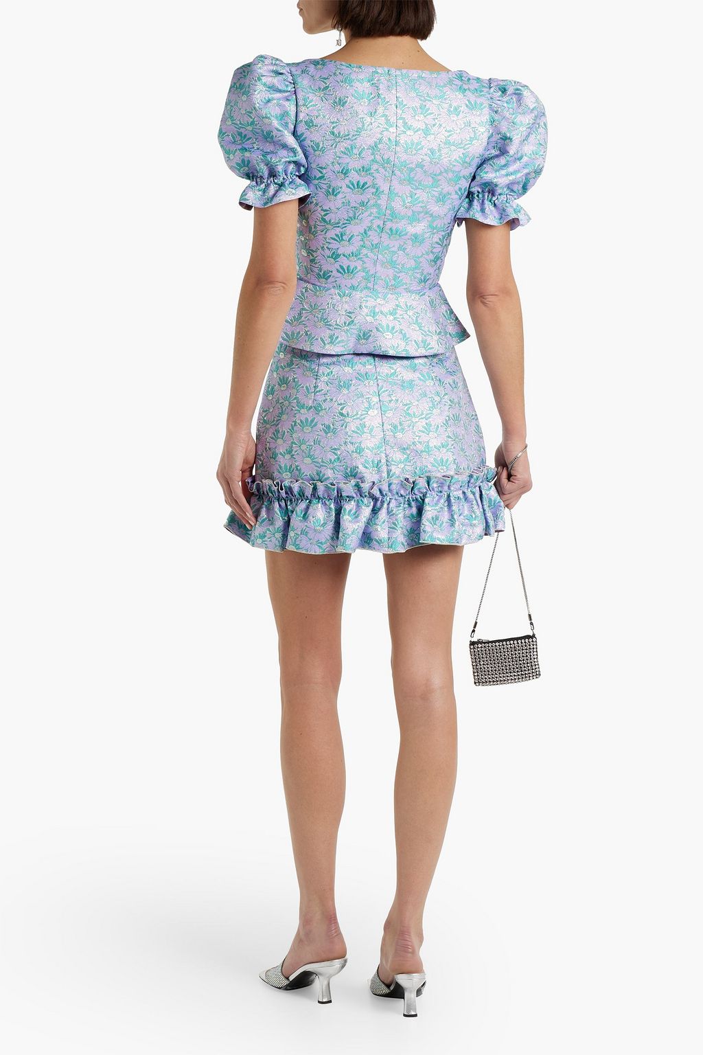 THE VAMPIRE'S WIFE The Frilly Nearly Nuthin' ruffled metallic floral-jacquard mini skirt