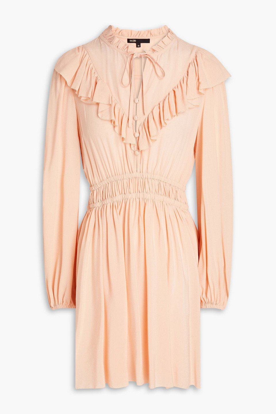 Maje Riava Ruffled Crepe Mini Dress In Baby Pink