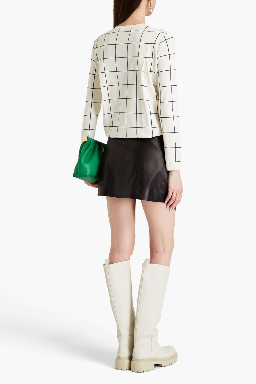 VALENTINO GARAVANI Pleated leather mini skirt