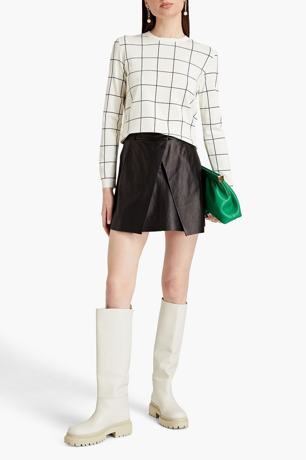 VALENTINO GARAVANI Pleated leather mini skirt