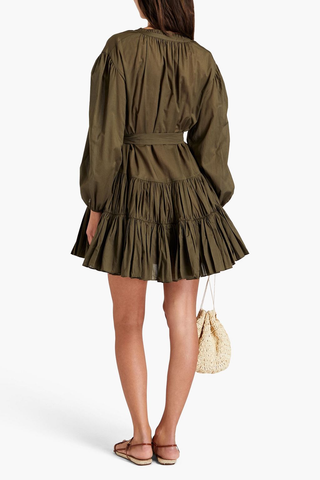 MAJE Tiered cotton-voile mini dress