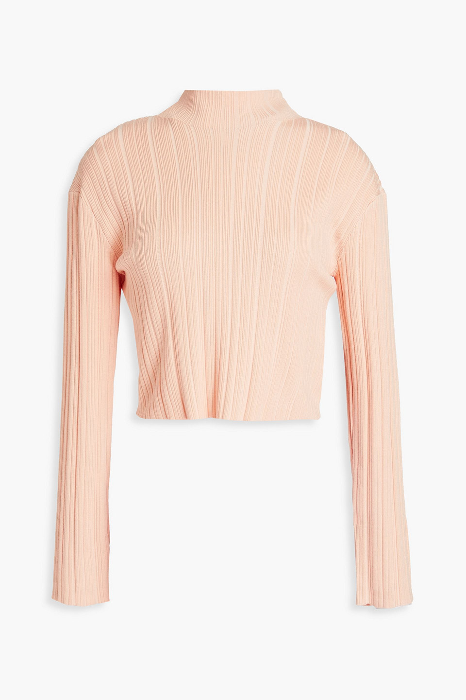 Maje Meline Cropped Ribbed-knit Turtleneck Top In Blush