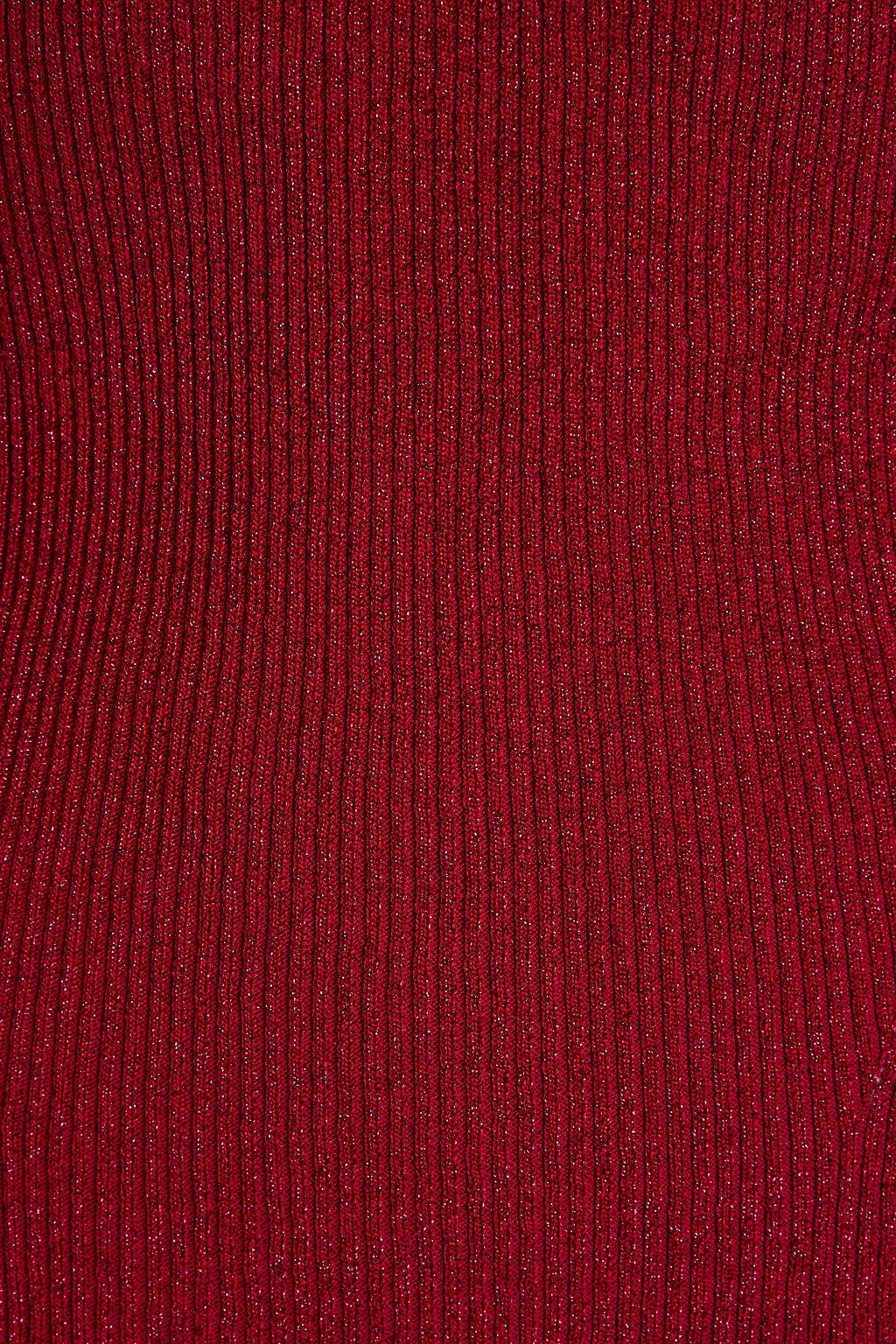 NICHOLAS Cutout metallic ribbed-knit top