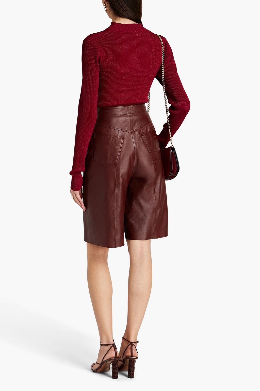 NICHOLAS Cutout metallic ribbed-knit top