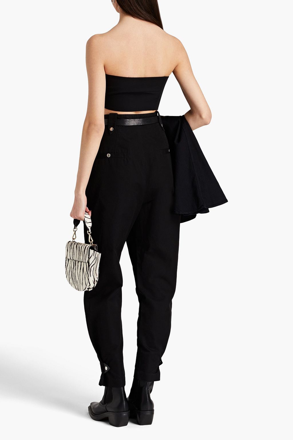 MARANT ÉTOILE Pulcie suede-trimmed cotton tapered pants