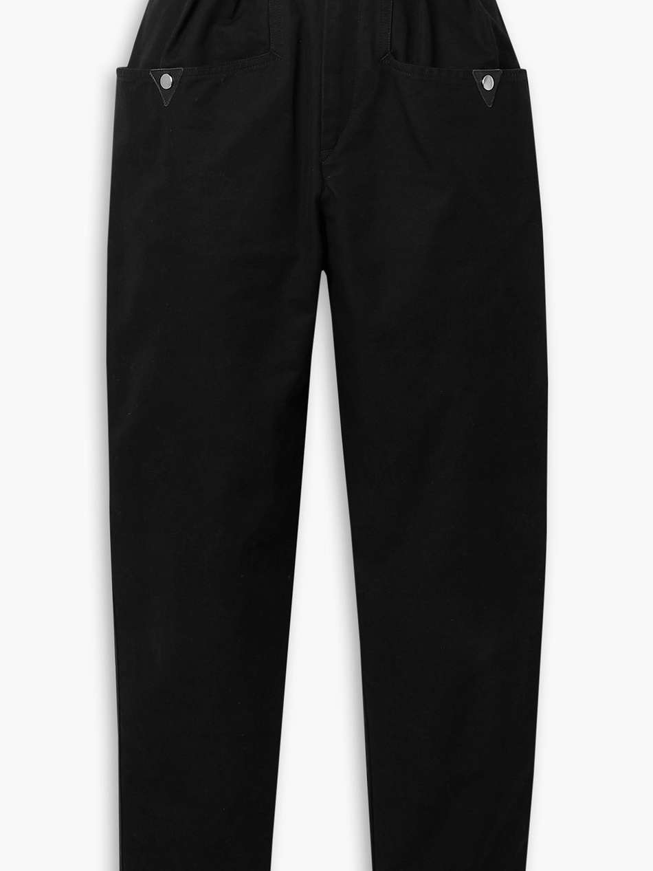 pulcie suede-trimmed cotton tapered pants