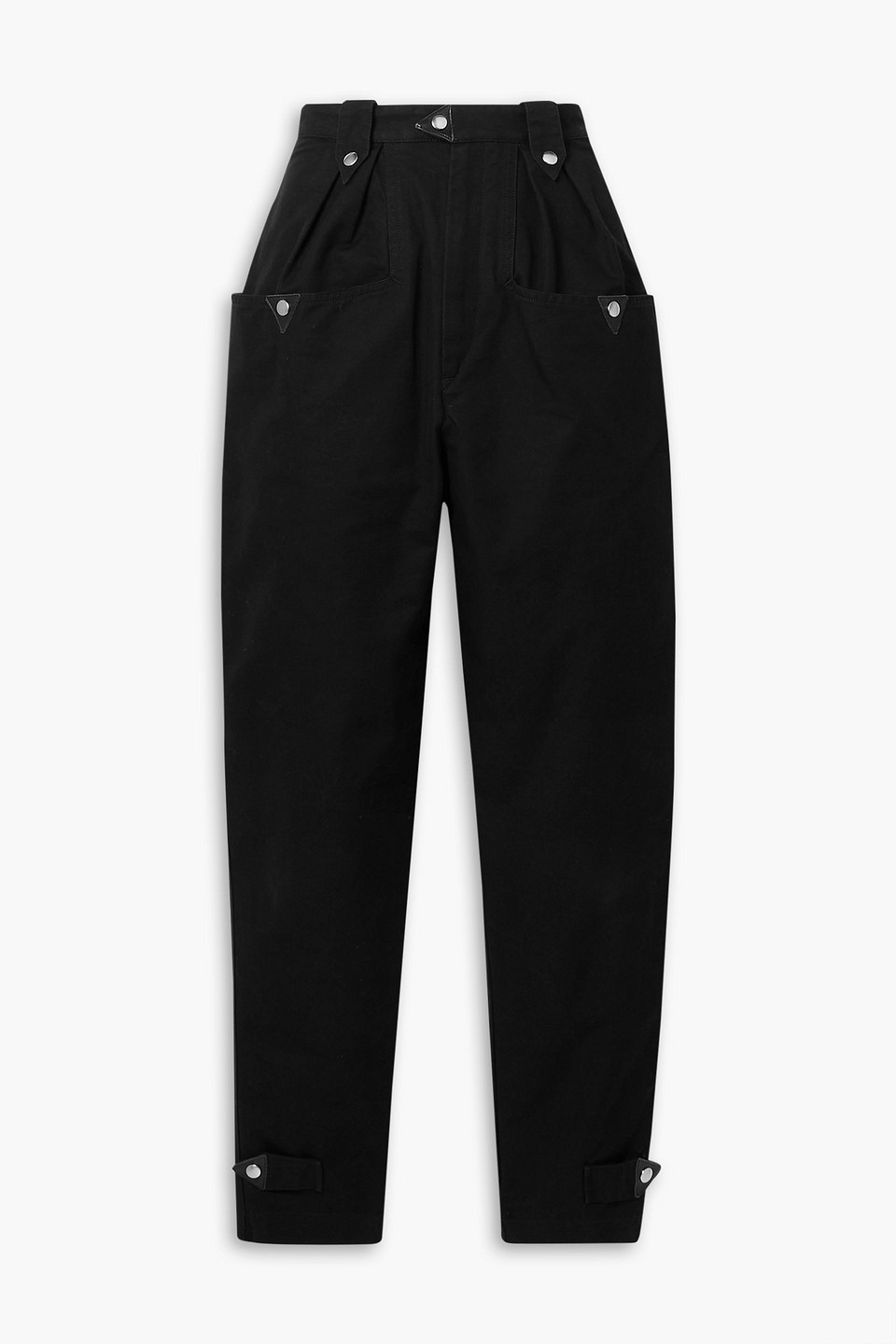 Isabel Marant Étoile Pulcie Suede-trimmed Cotton-canvas Tapered Pants In Black