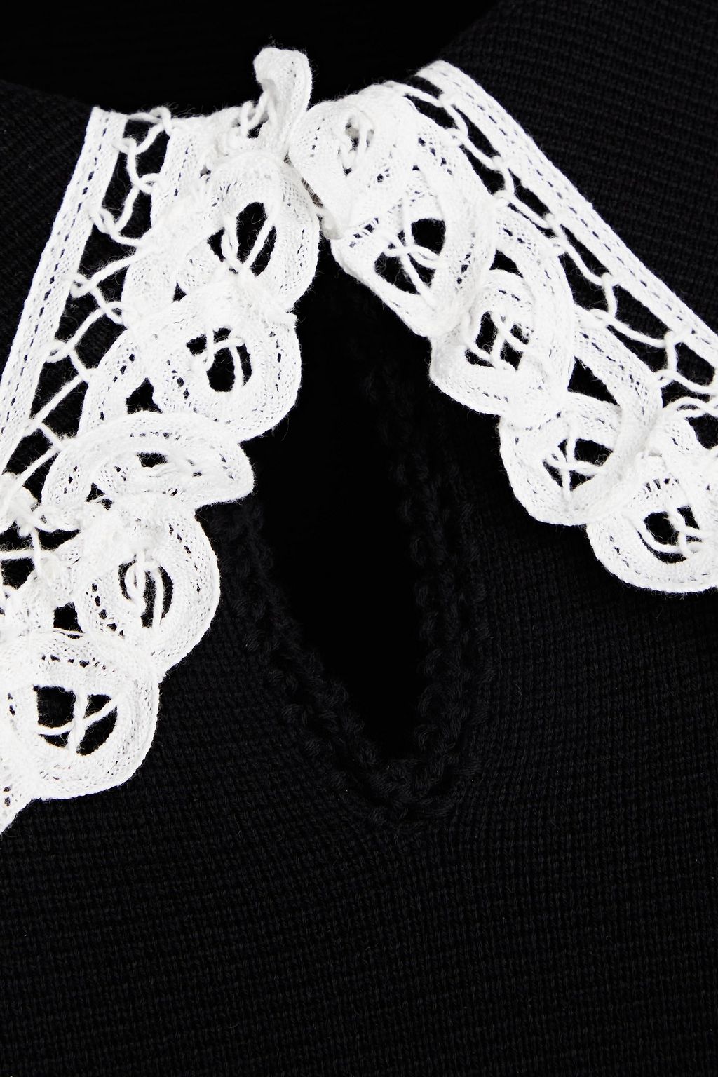 MAJE Guipure lace-trimmed cotton mini dress