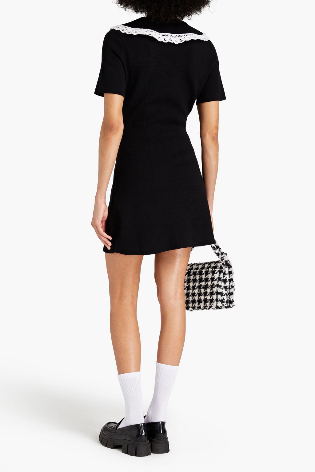 MAJE Guipure lace-trimmed cotton mini dress