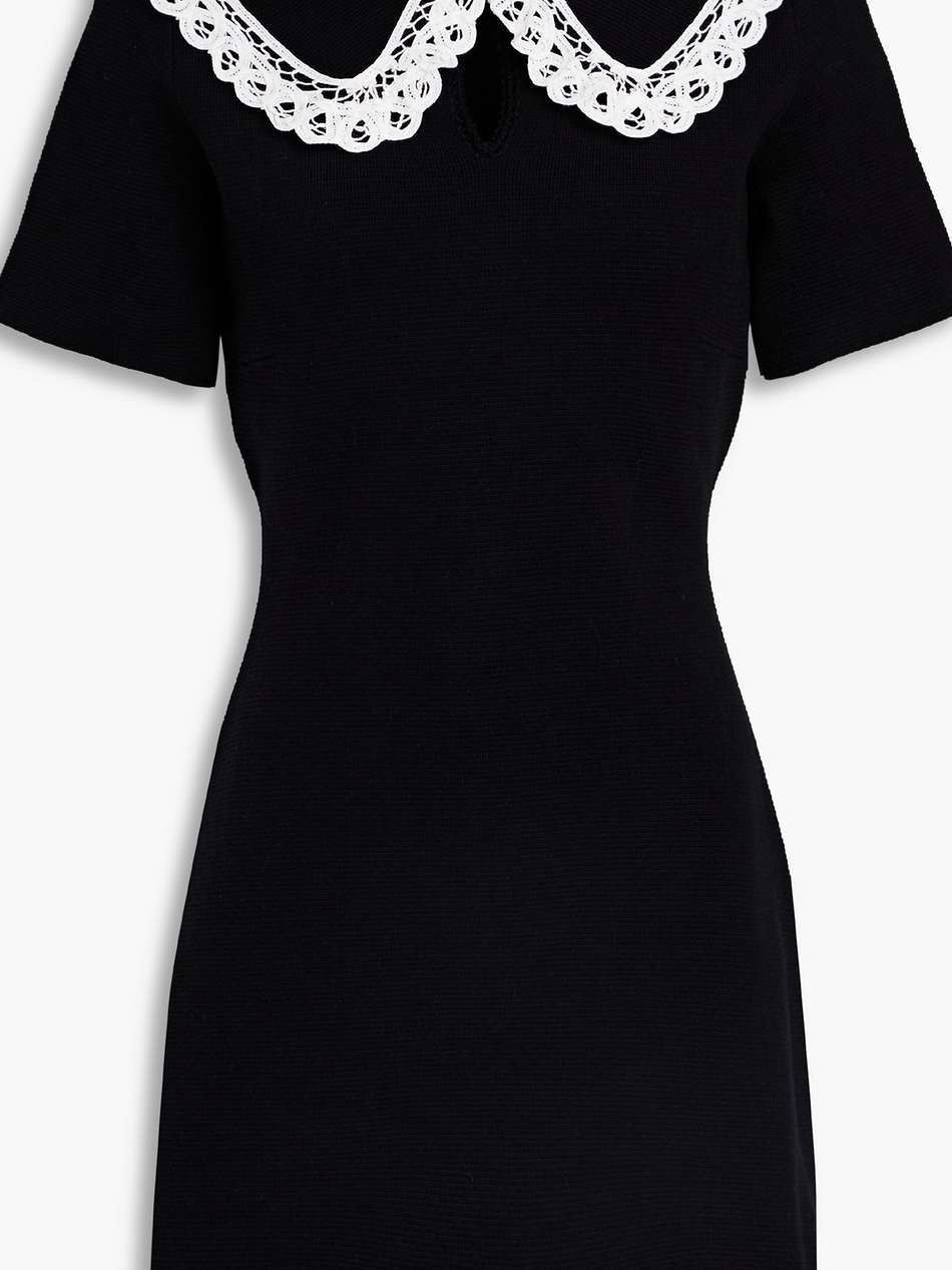 guipure lace-trimmed cotton mini dress
