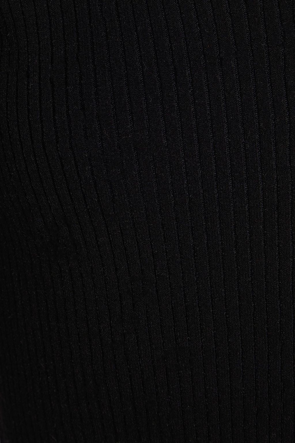 MAJE Cutout bead-embellished ribbed-knit top