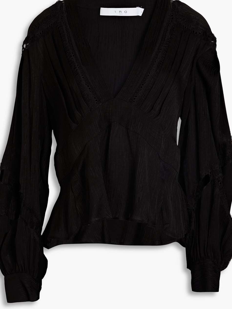 bahari lace-trimmed crepe de chine blouse