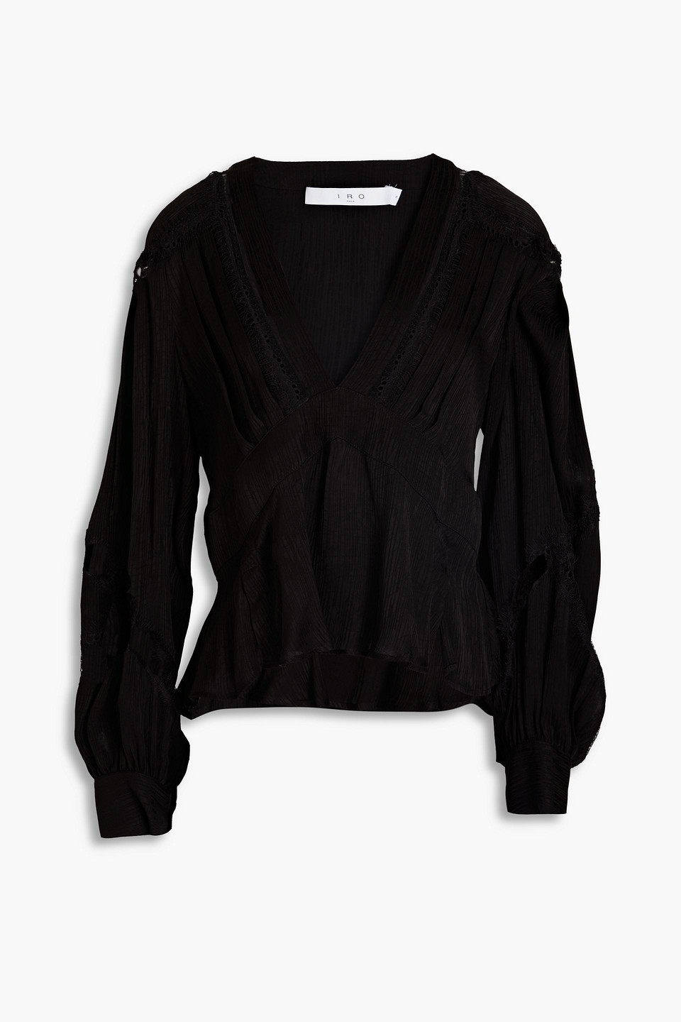 Bahari lace-trimmed crepe de chine blouse