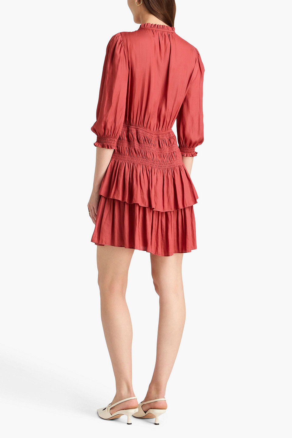  Maje - Minikleid Aus Musselin Mit Raffung - Rot - Fr 40 