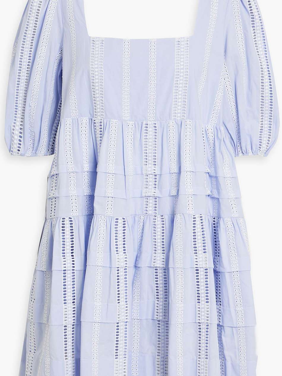 pintucked broderie anglaise cotton mini dress