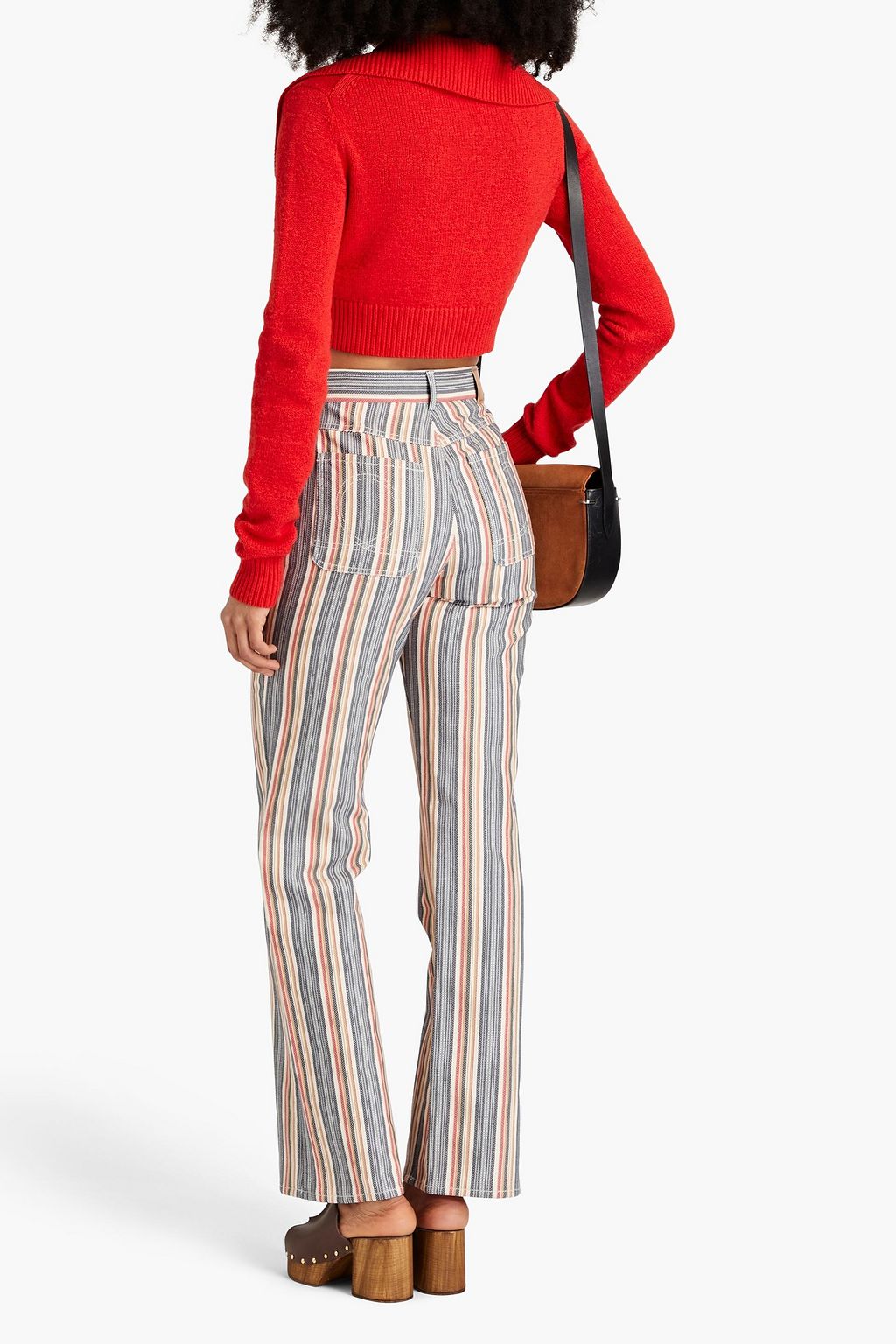 SEE BY CHLOÉ コットンジャカード ストレートレッグパンツ ストライプ