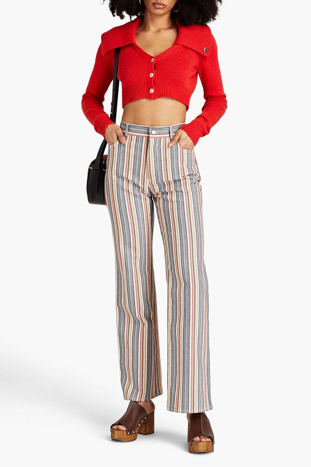 SEE BY CHLOÉ コットンジャカード ストレートレッグパンツ ストライプ