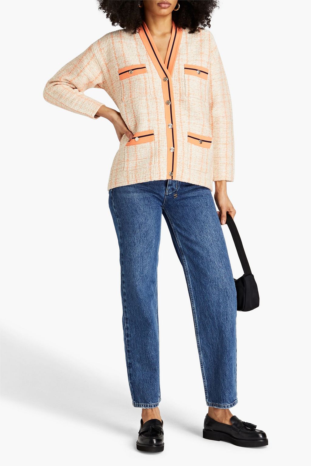 SANDRO Metallic cotton-blend cardigan