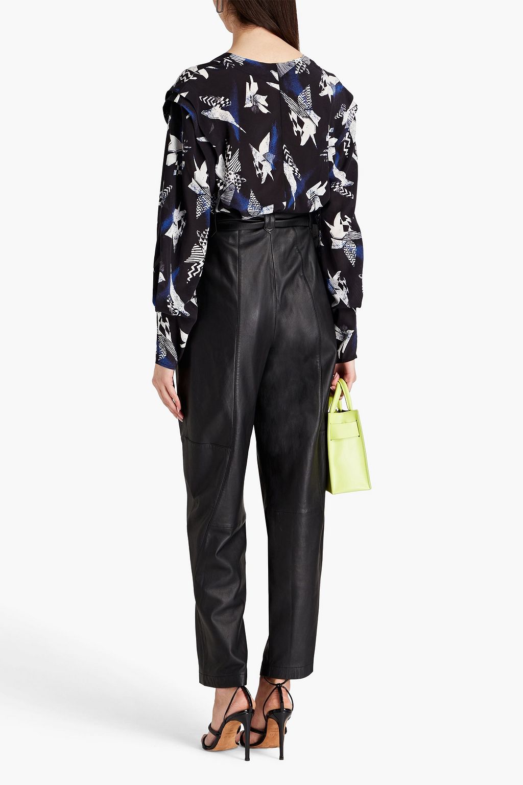 IRO Chabie pleated printed silk crepe de chine blouse