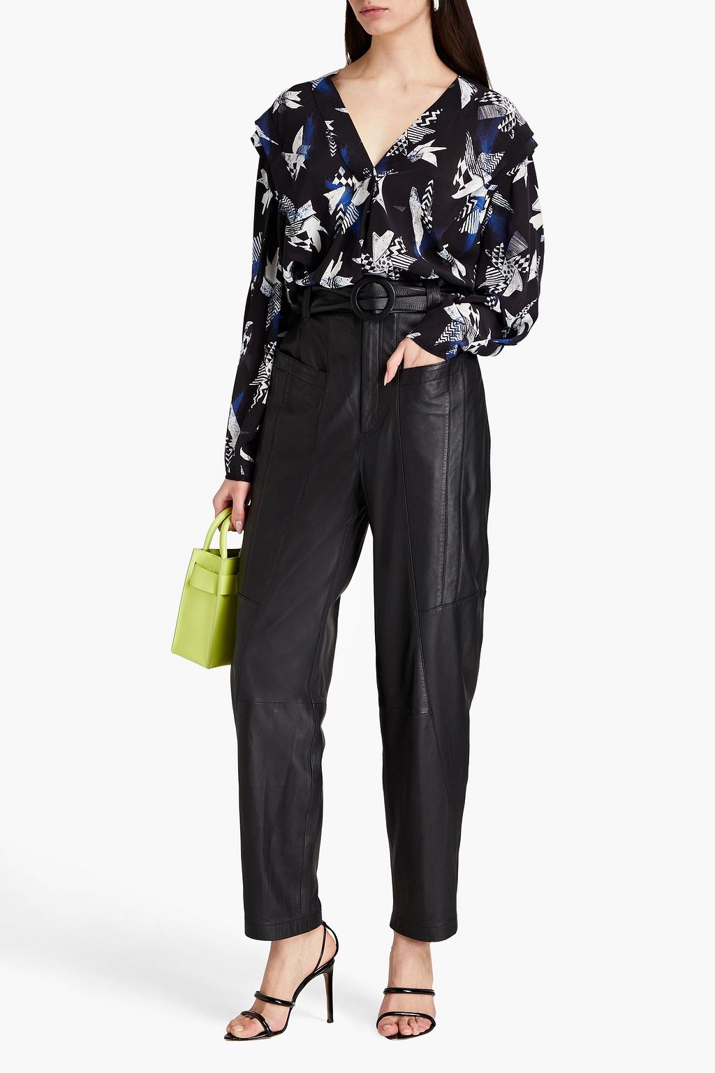 IRO Chabie pleated printed silk crepe de chine blouse