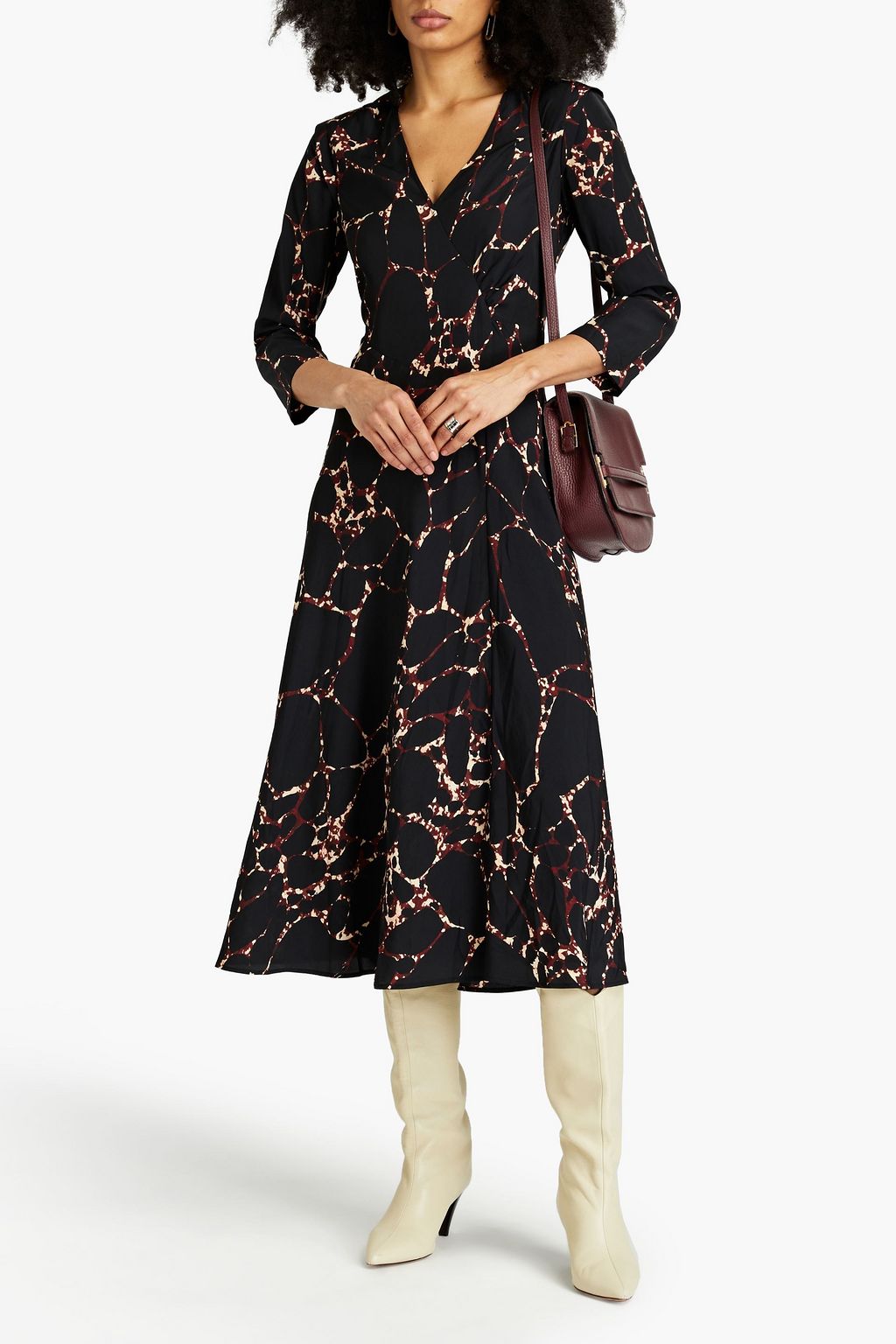 BA&SH Molga printed crepe de chine midi dress