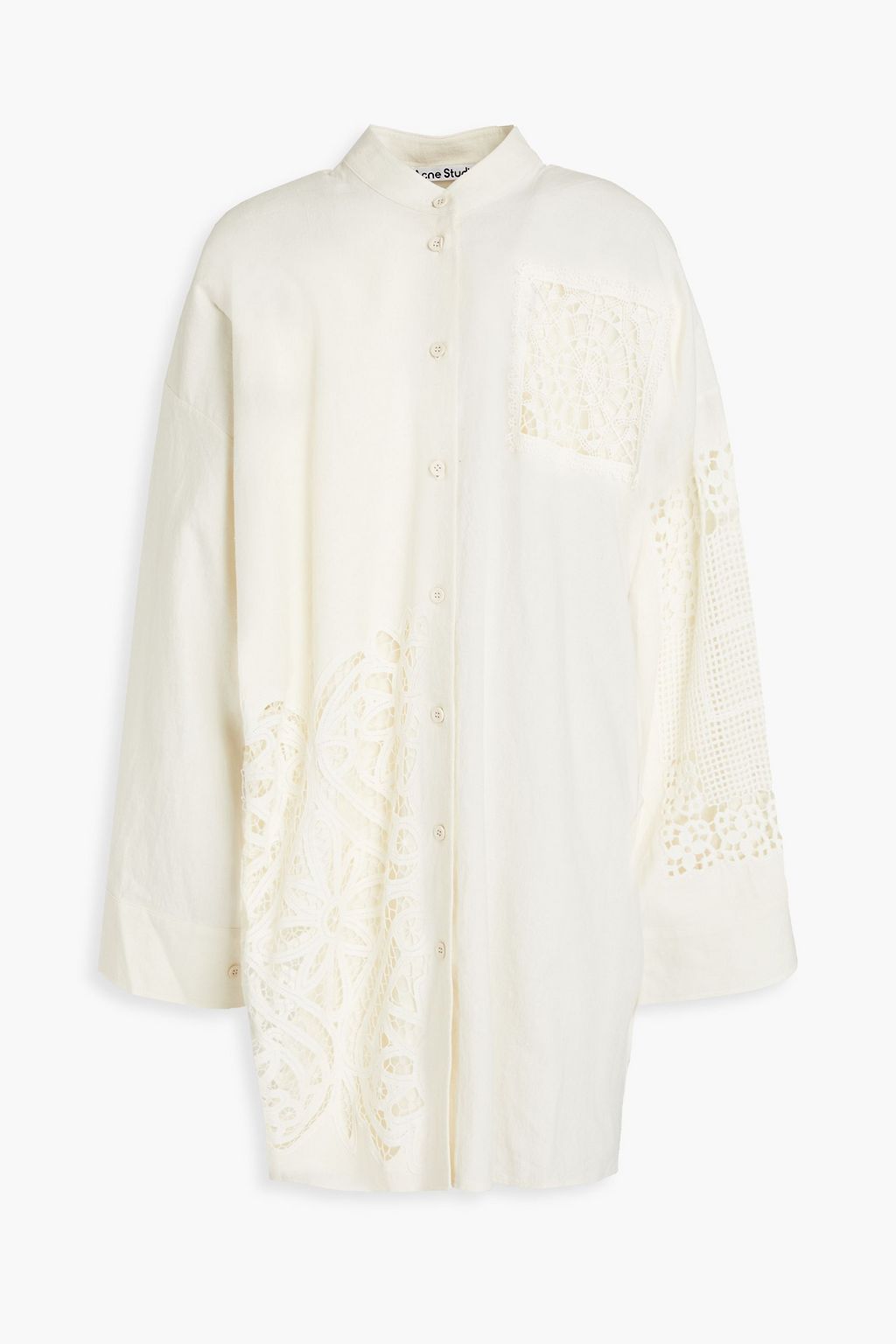 ACNE STUDIOS Sarai oversized broderie anglaise-paneled hemp and  cotton-blend gauze shirt | Sale up to 70% off | THE OUTNET