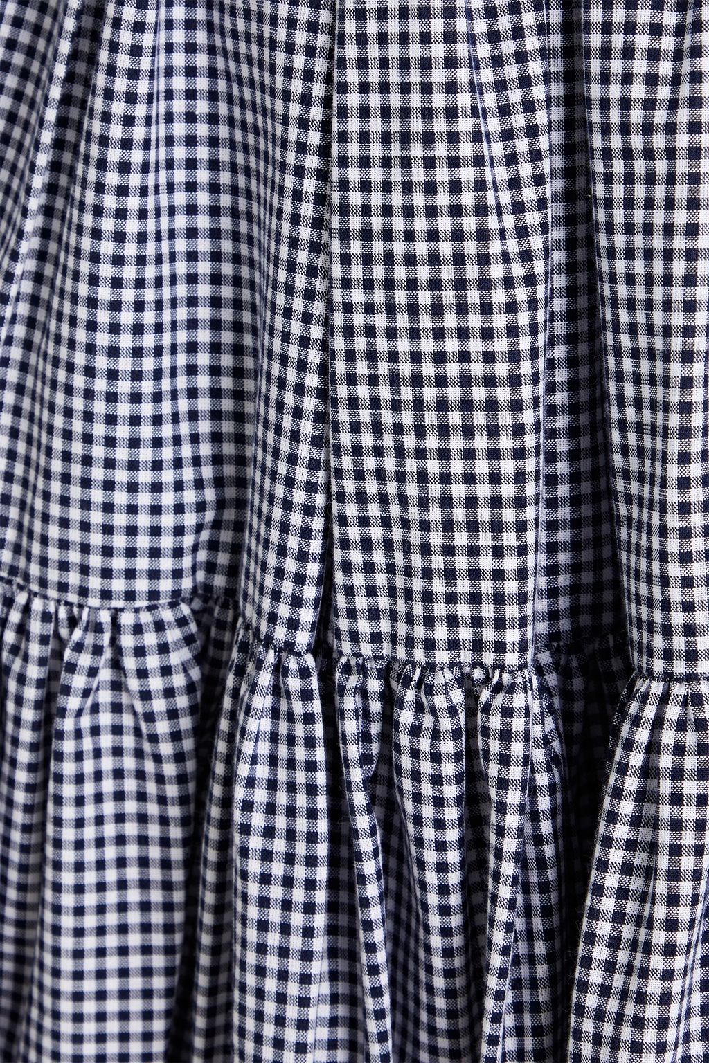 MAJE Lace-trimmed tiered gingham cotton mini dress