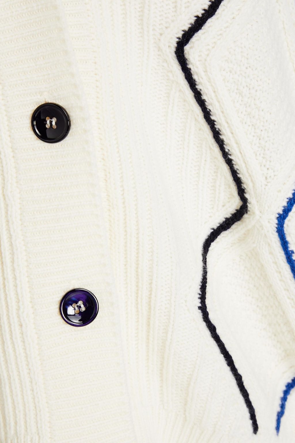 PS PAUL SMITH Embroidered cable-knit wool-blend cardigan