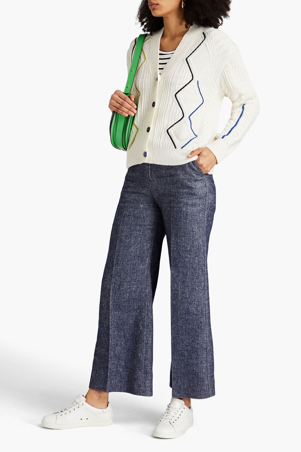 PS PAUL SMITH Embroidered cable-knit wool-blend cardigan