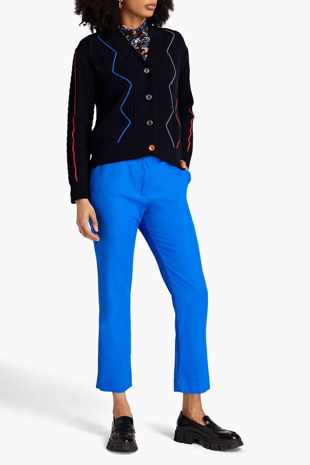 PS PAUL SMITH Embroidered cable-knit wool-blend cardigan