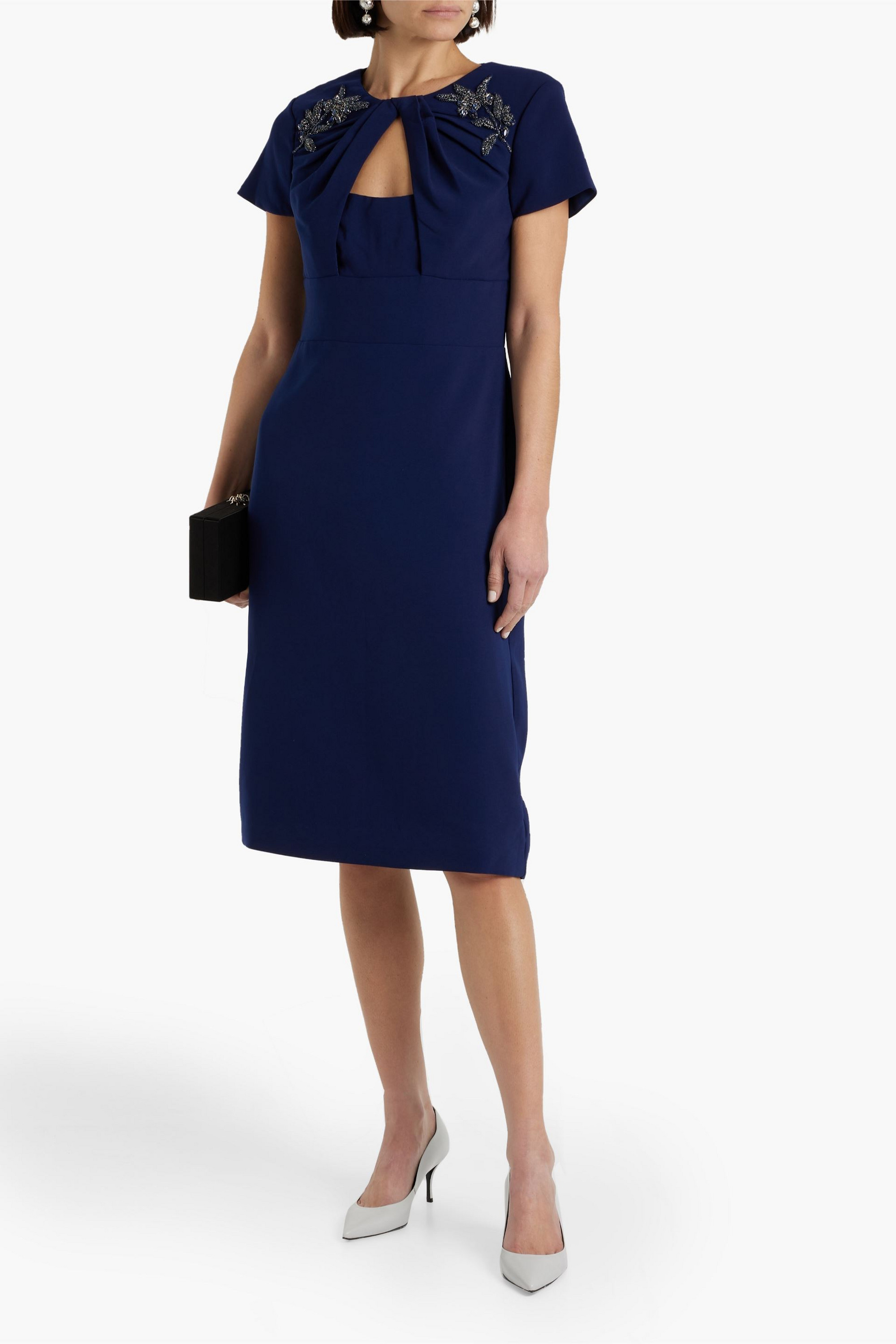 THEIA Ivanna embellished crepe dress