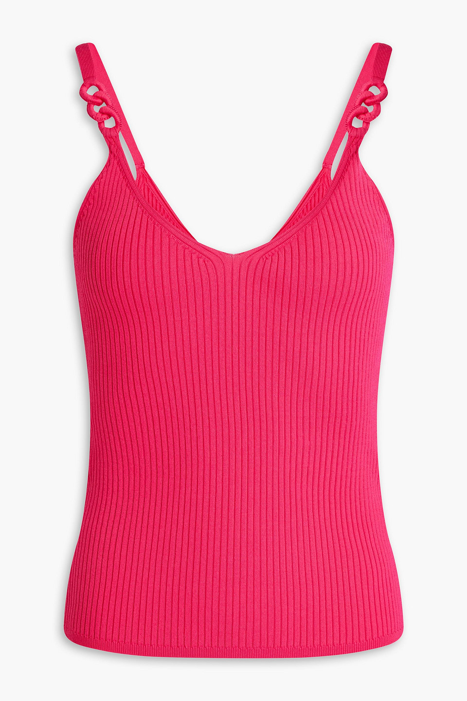 Sandro Logan Ribbed-knit Top In Fuchsia