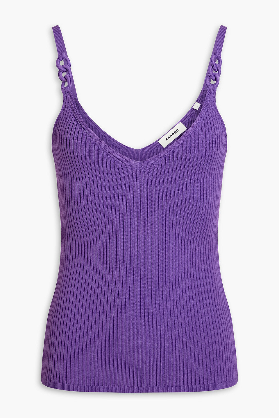 Sandro Ribbed-knit Tank In Purple