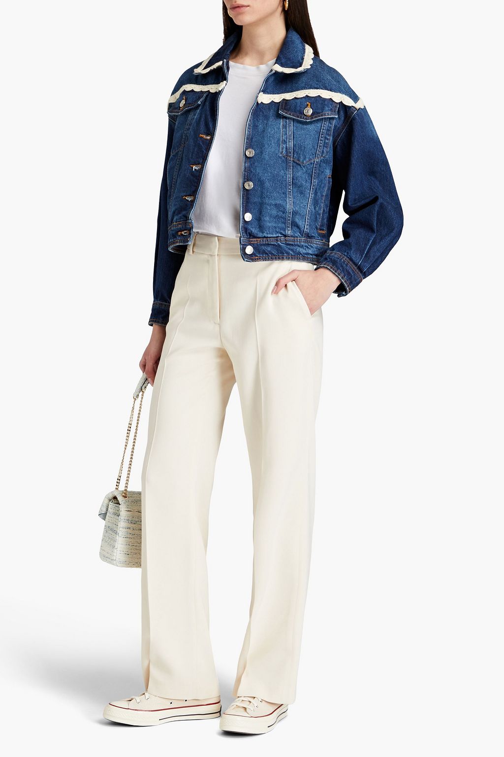 MAJE Lyocell-blend crepe wide-leg pants
