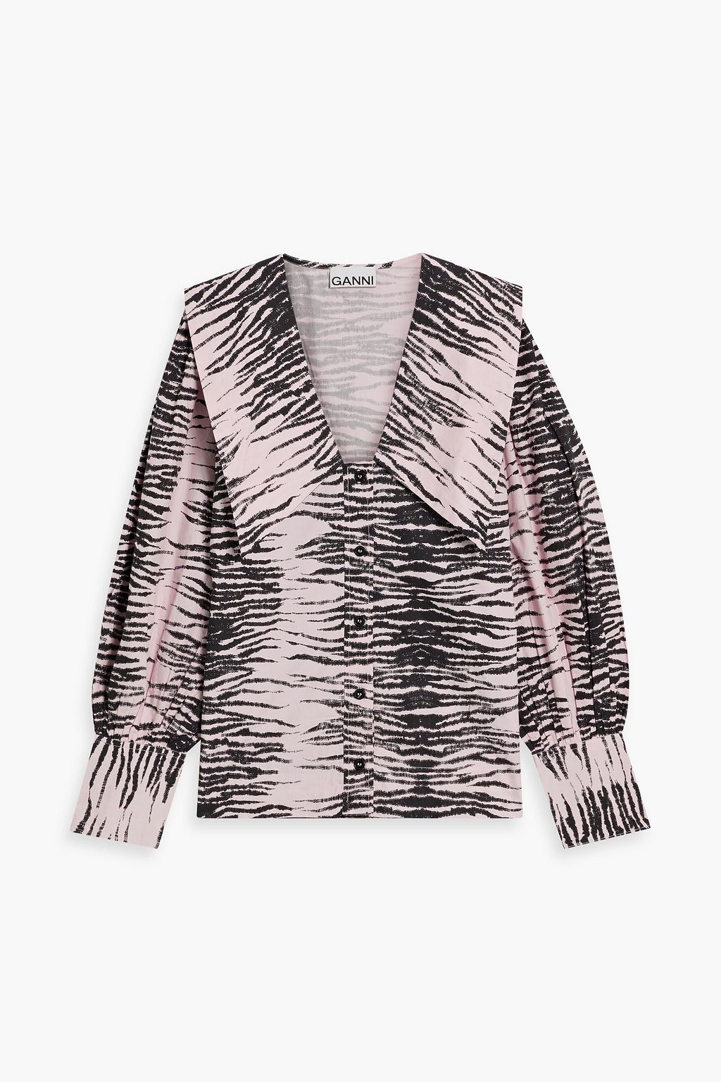 GANNI Tiger-print cotton-poplin blouse | Sale up to 70% off | THE OUTNET