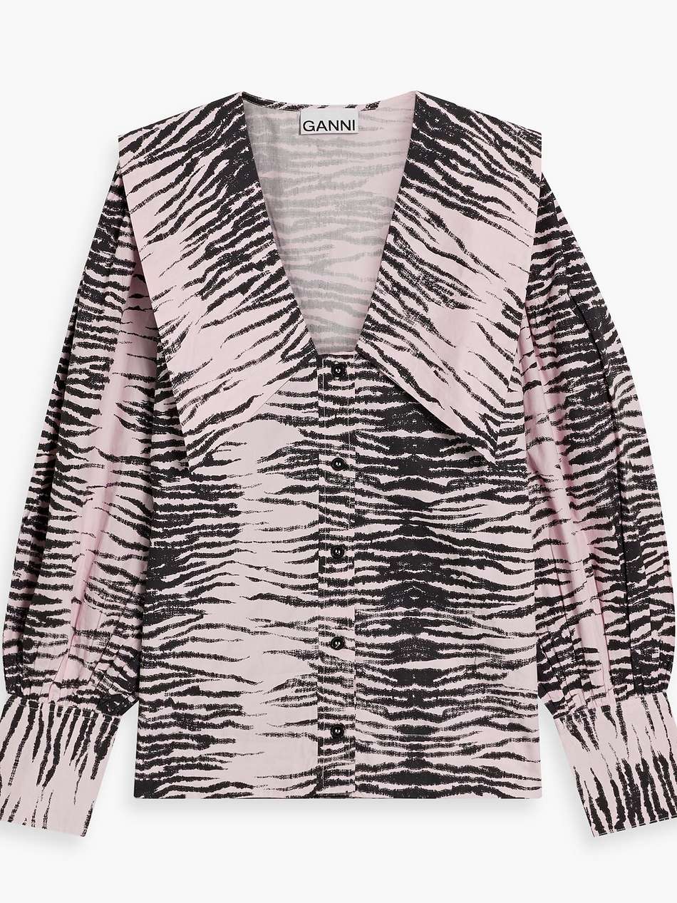tiger-print cotton-poplin blouse