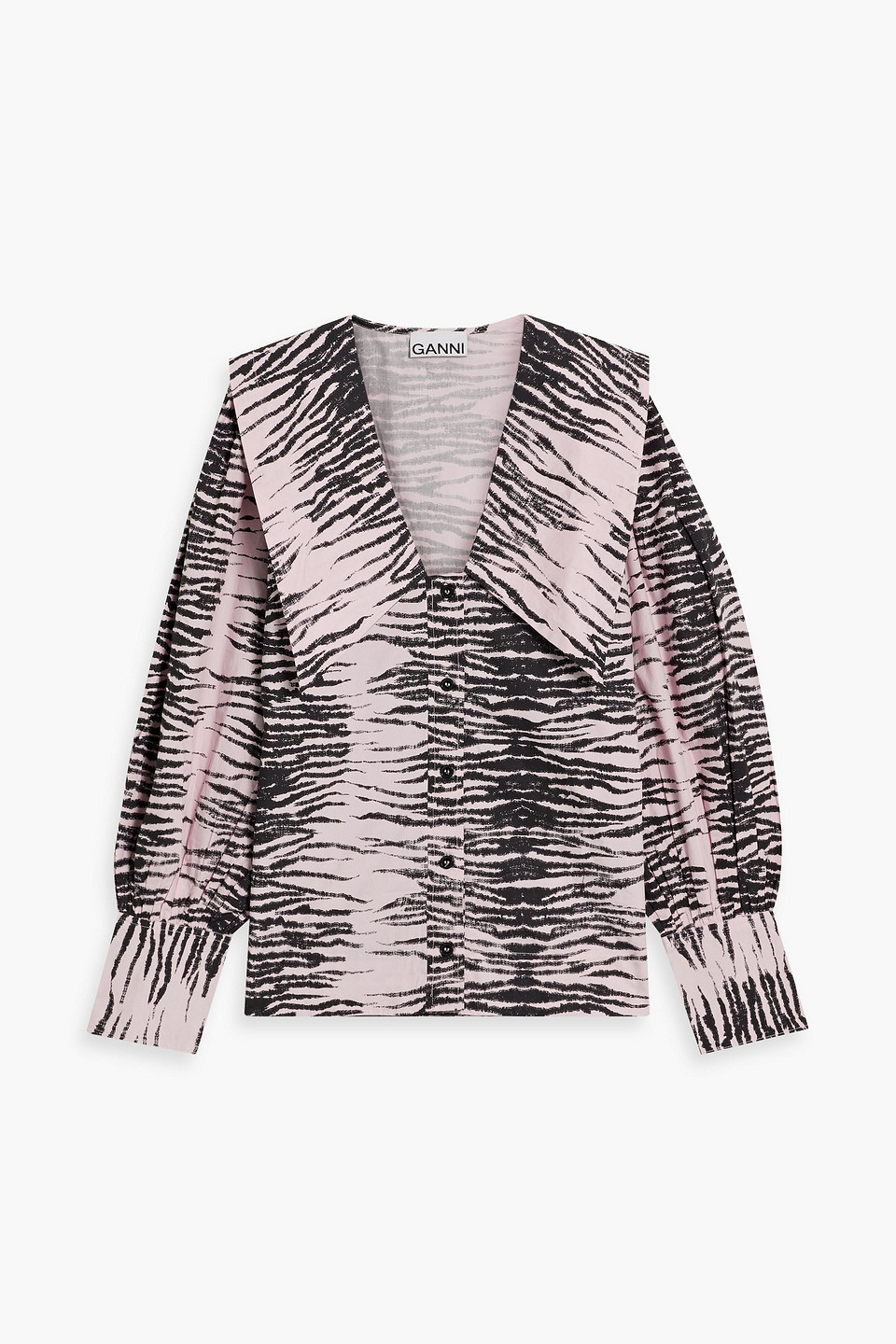 Tiger-print cotton-poplin blouse